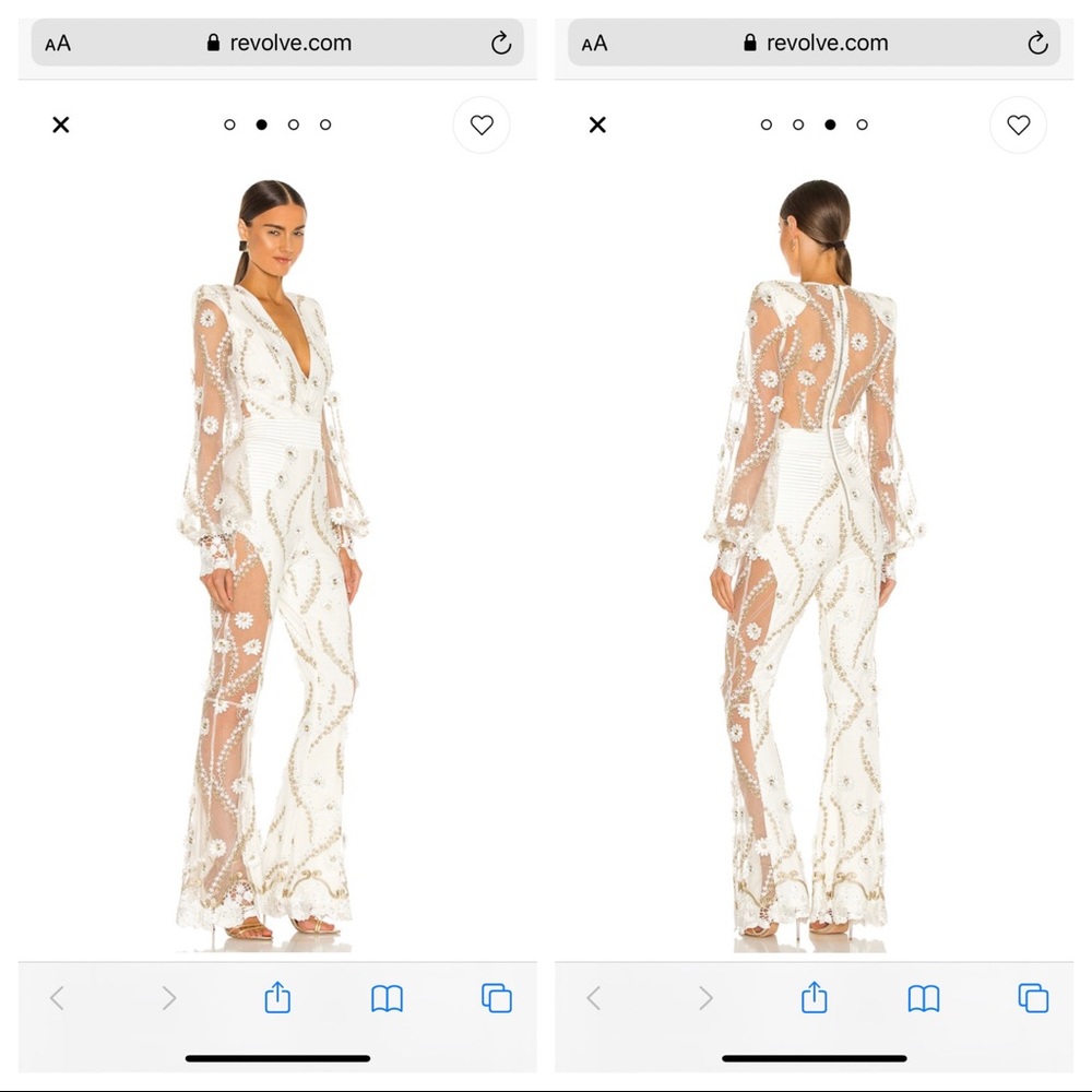 Revolve Zhivago White Rabbit Embellished Jumpsuit Size M (4/6)